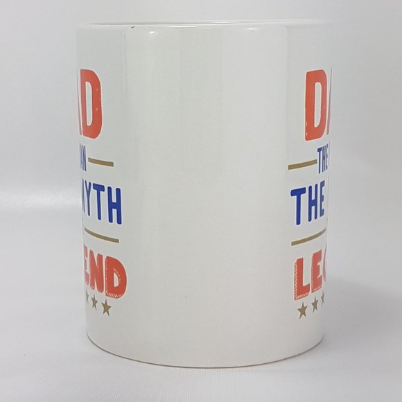 NWT Statement Mug "Dad the Myth the Legend" Quote White Blue Orange Gold Ceramic - Picture 4 of 9